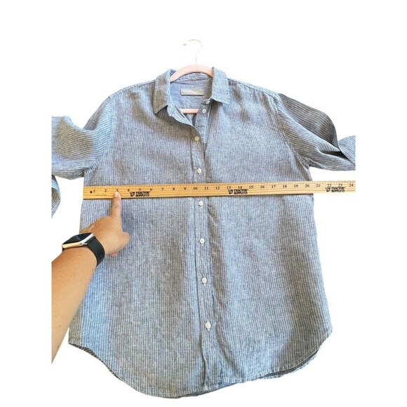 Everlane Relaxed Fit Linen Button Down Shirt Women's Size 6 blue Stripe Classic - Picture 9 of 12